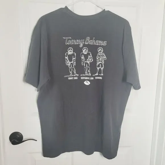 Tommy Bahama Shirt Mens Large Gray Relax Weekend Football Graphic Cotton - Picture 4 of 8
